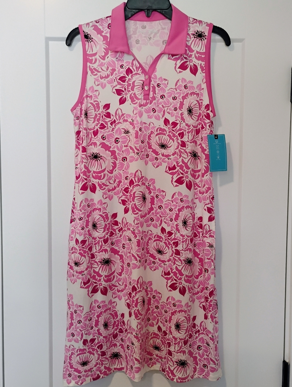 NWT S Court Haley Raspberry Pink Floral Sleeveless Active Golf Tennis Dress NEW